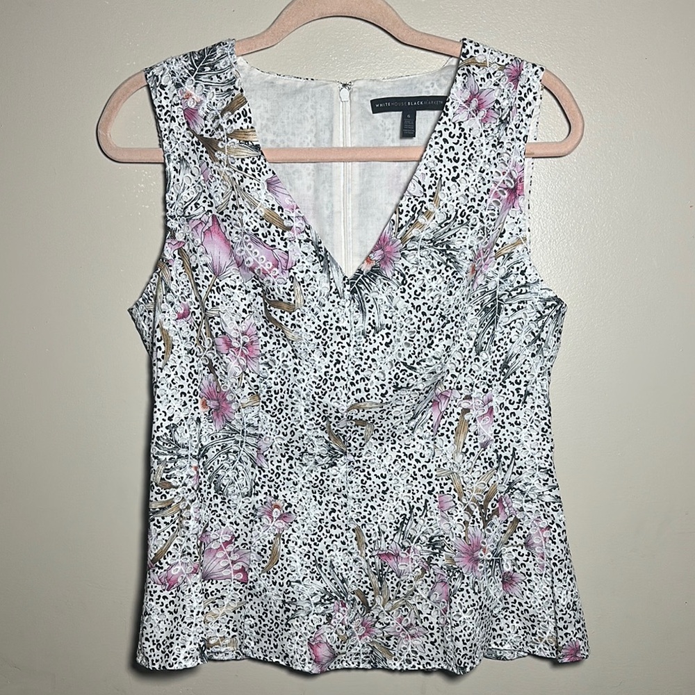 White House Black Market‎ Peplum Eyelet Floral Top | 6